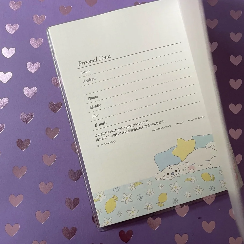 Cinnamoroll 2025 Schedule Book